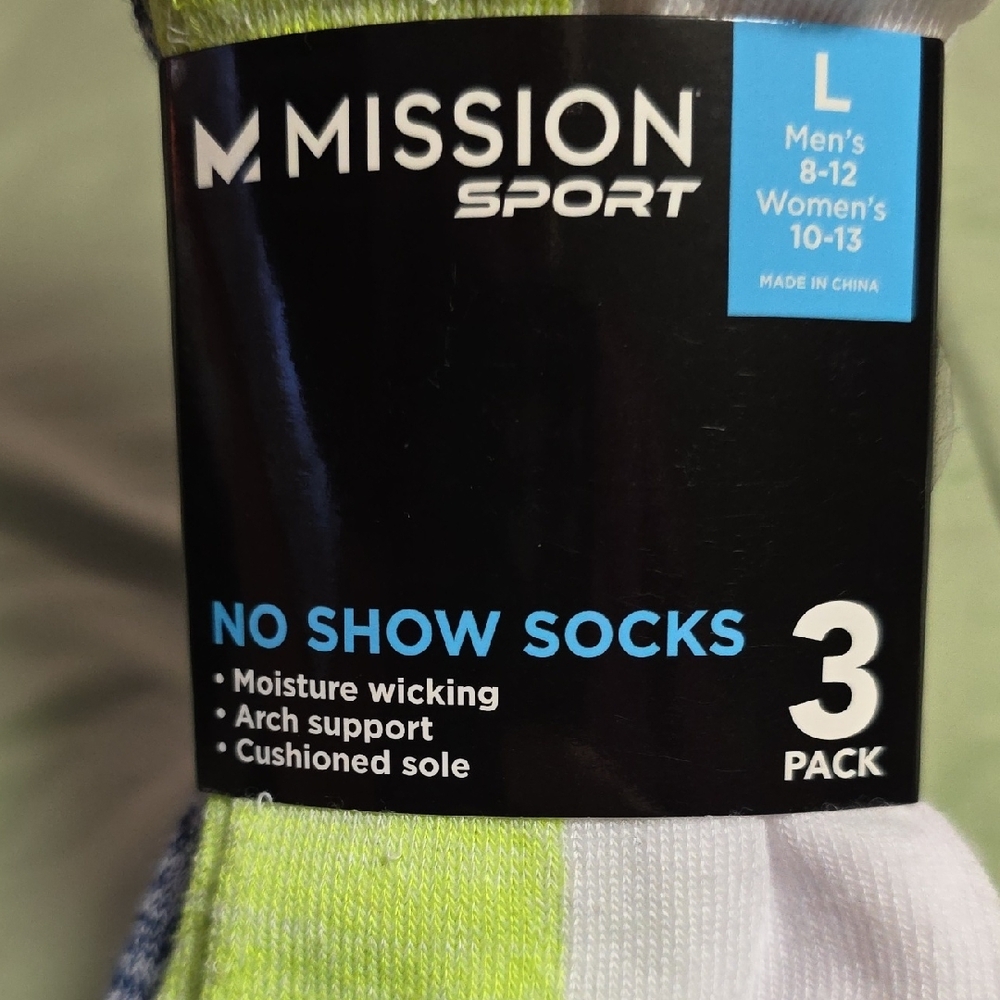 Mission Sport Unisex No Show Socks -3pk - Picture 4 of 5